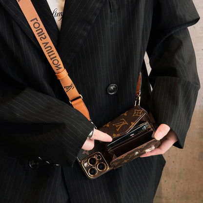 Advanced leather iPhone Case With Wallet And Strap Brown-s2 mysite