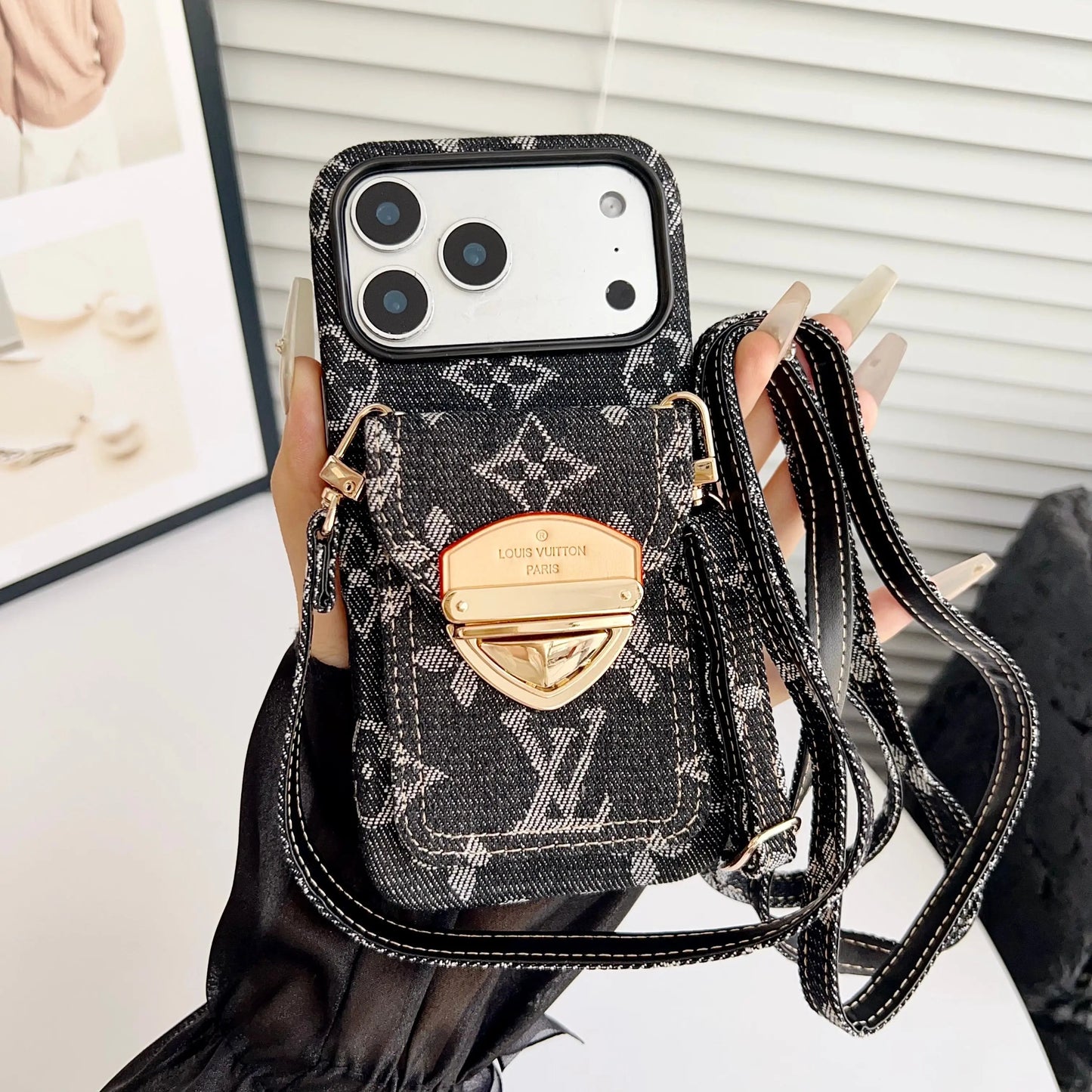 Luxury Crossbody iPhone Case with Card Pocket & Detachable Strap-s2 mysite