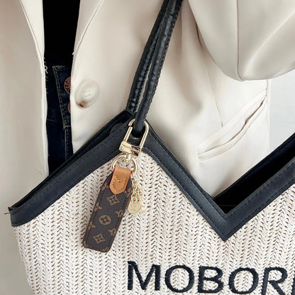 Luxury Leather Keychain Charm with Gold Accents-s2 mysite