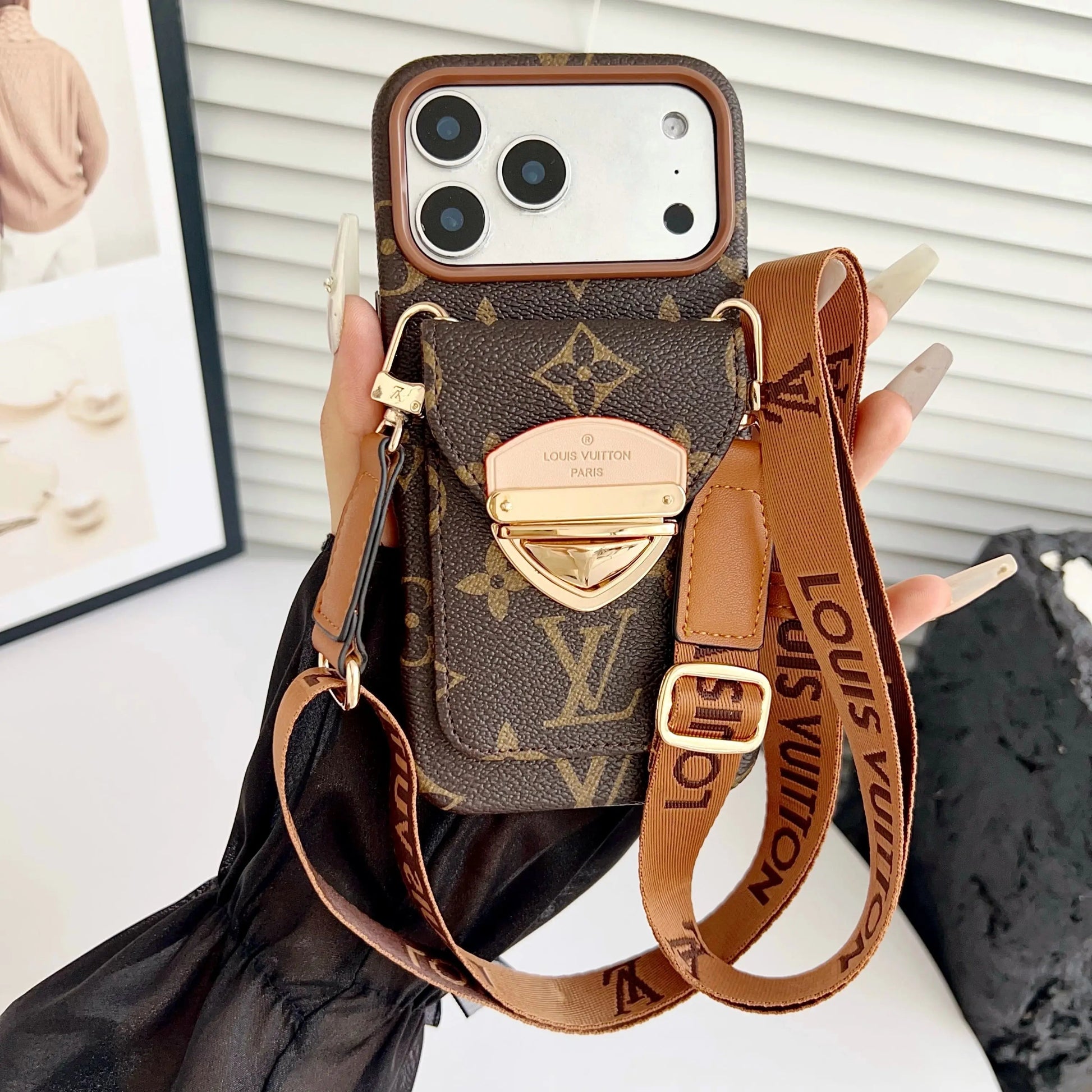 Luxury Crossbody iPhone Case with Card Pocket & Detachable Strap-s2 mysite