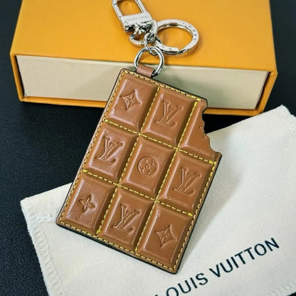 Quilted Chocolate-Style Leather Keychain-s2 mysite