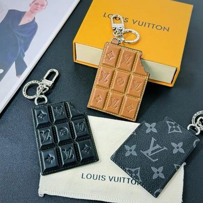 Quilted Chocolate-Style Leather Keychain-s2 mysite