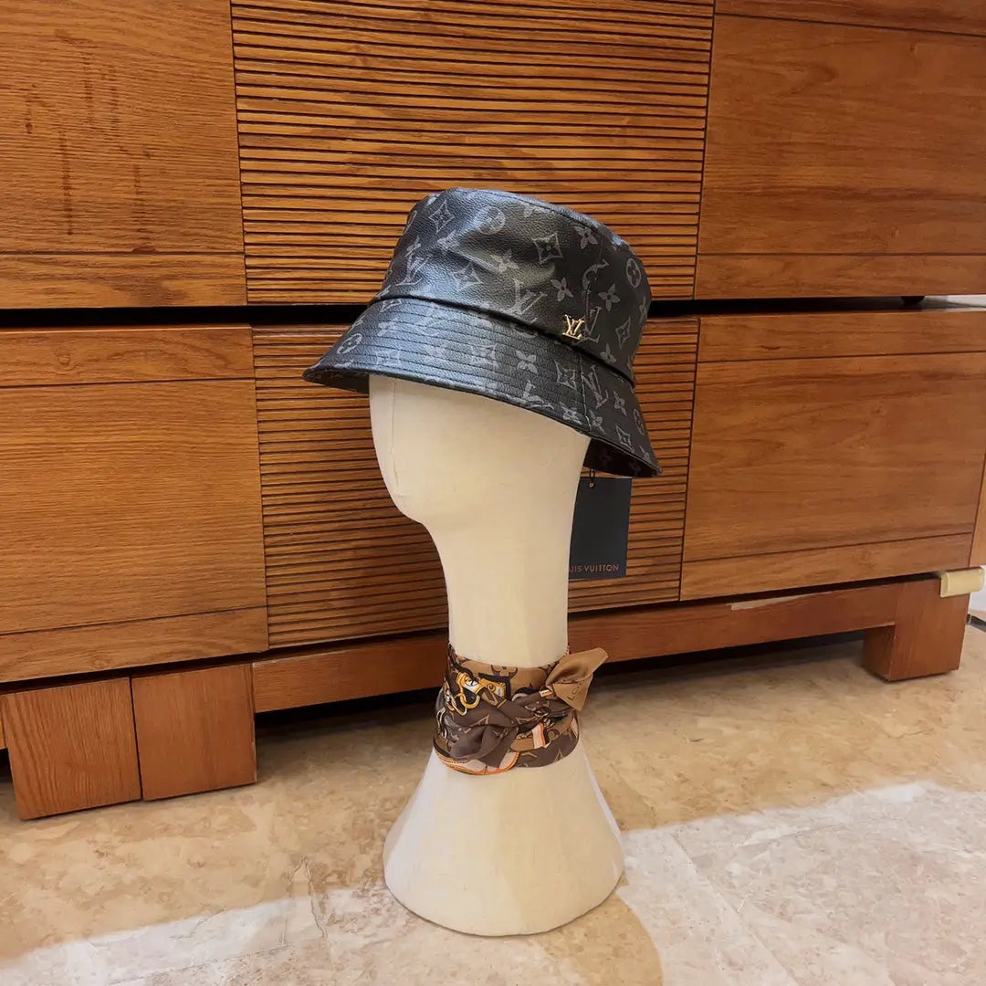 Luxury Monogram Leather Bucket Hat | Luxury Designer 1v Hat-s2 mysite