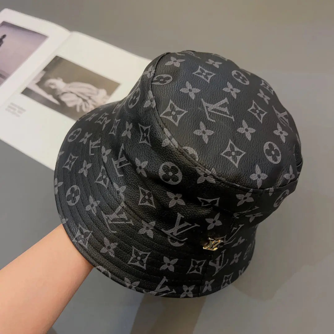 Luxury Monogram Leather Bucket Hat | Luxury Designer 1v Hat-s2 mysite