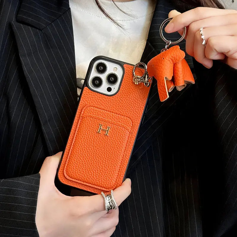 H Card Holder Leather Pendant iPhone Case-s2 mysite
