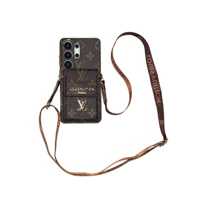 Luxury Advanced Leather Samsung Phone Case with Wallet and Strap.-1 mysite
