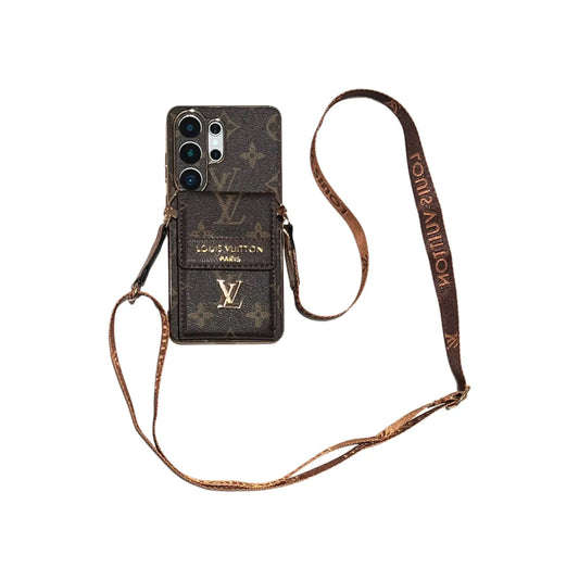 Luxury Advanced Leather Samsung Phone Case with Wallet and Strap.-1 mysite