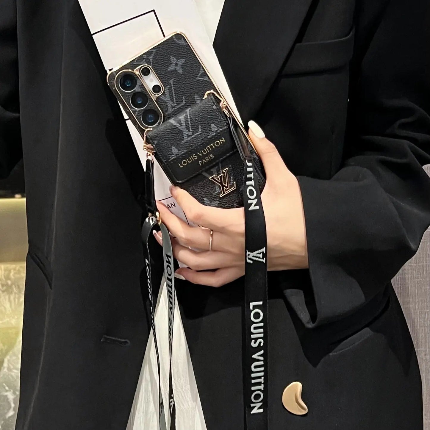 Luxury Advanced Leather Samsung Phone Case with Wallet and Strap.-1 mysite