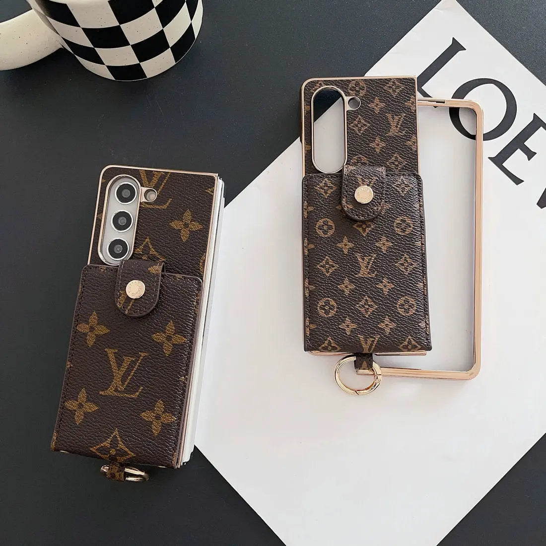 LUXURY ELECTROPLATING MONOGRAM CARD HOLDER CROSSBODY SAMSUNG Z FOLD CASE-1 mysite