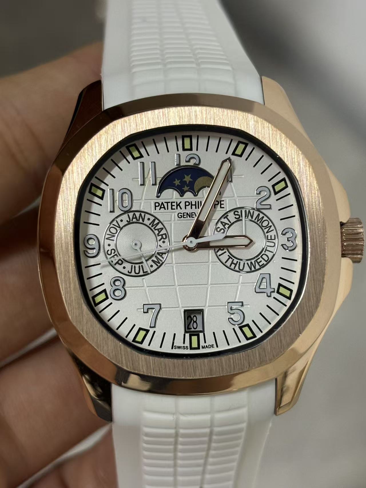 Replica AQUANAUT Moon Phase Not Work Stainless Steel Automatic Mechanical Watch 40mm