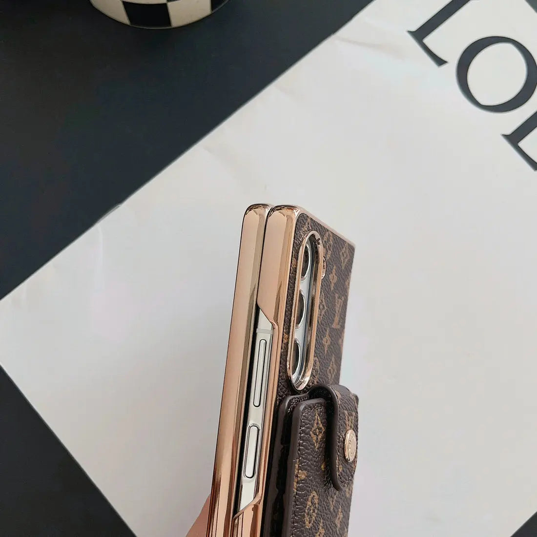 LUXURY ELECTROPLATING MONOGRAM CARD HOLDER CROSSBODY SAMSUNG Z FOLD CASE-1 mysite
