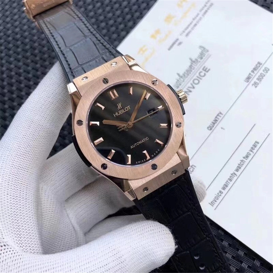 Luxury CLASSIC FUSION Automatic Watch for Men Mechanical Wristwatch Stainless Steel Leather Strap 42mm Dial