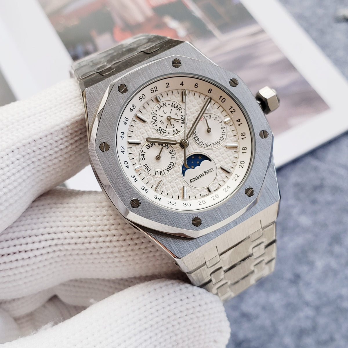 Replica Royal Oak Moonphase 904l Stainless Steel Automatic Mechanical Watch 42mm