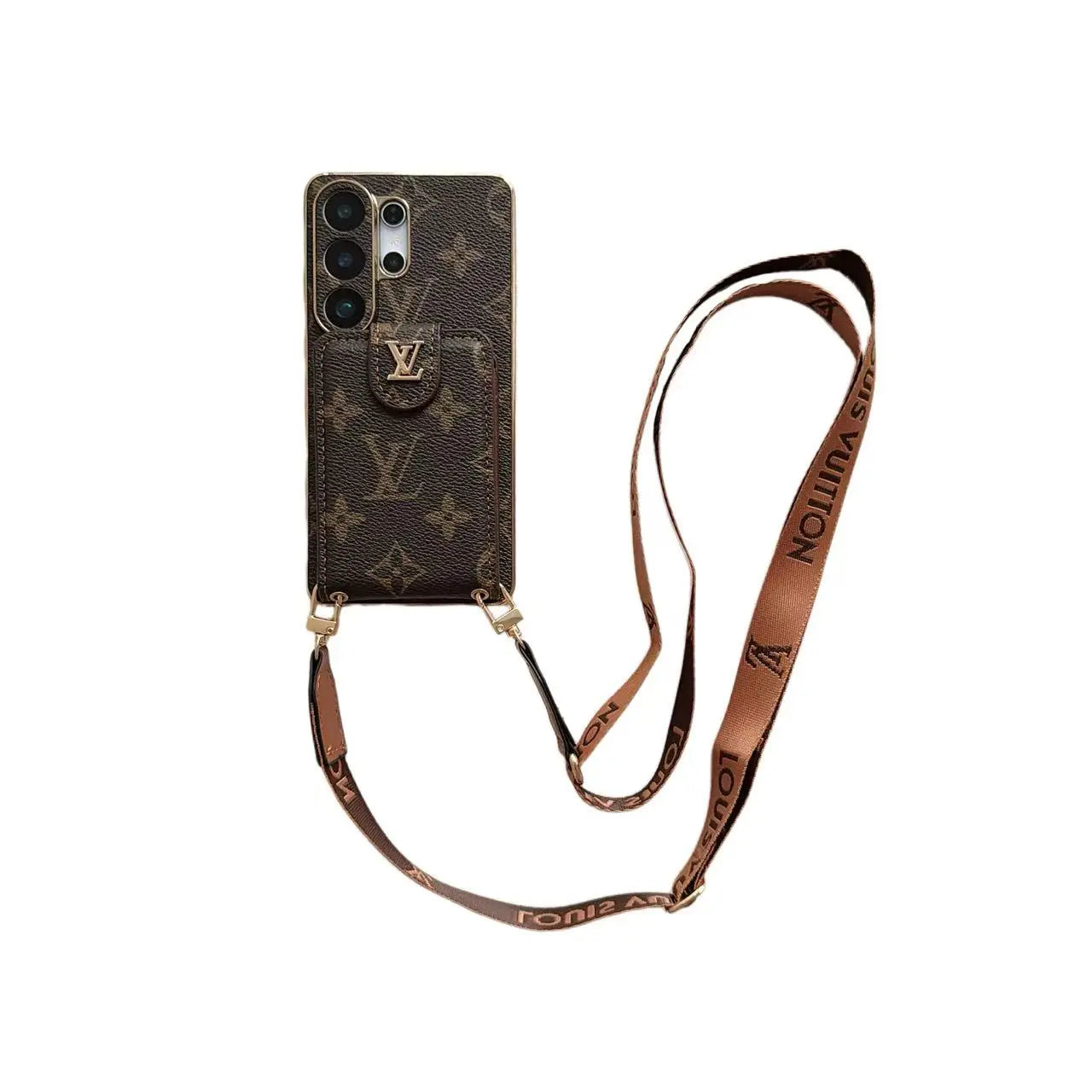 Luxury Monogram Crossbody Phone Case with Card Pocket and Shoulder Strap-1 mysite