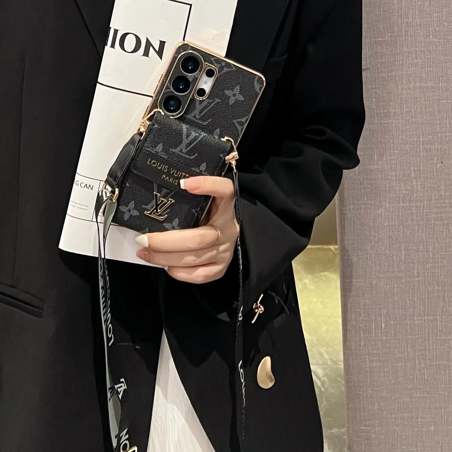 Luxury Advanced Leather Samsung Phone Case with Wallet and Strap.-1 mysite