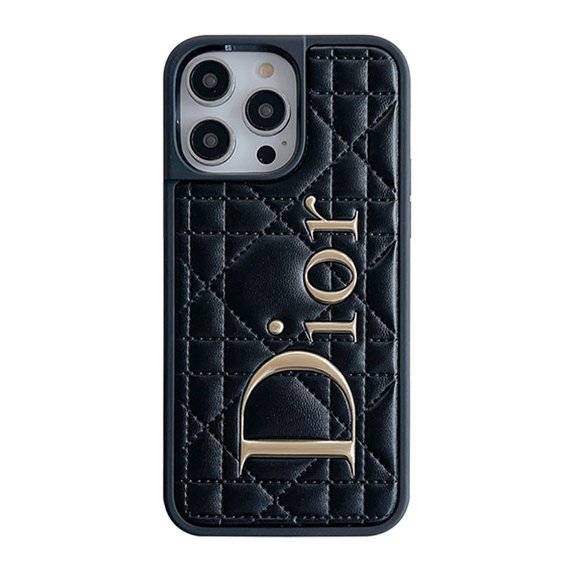 Fashion Gold Logo Leather iPhone Case mysite