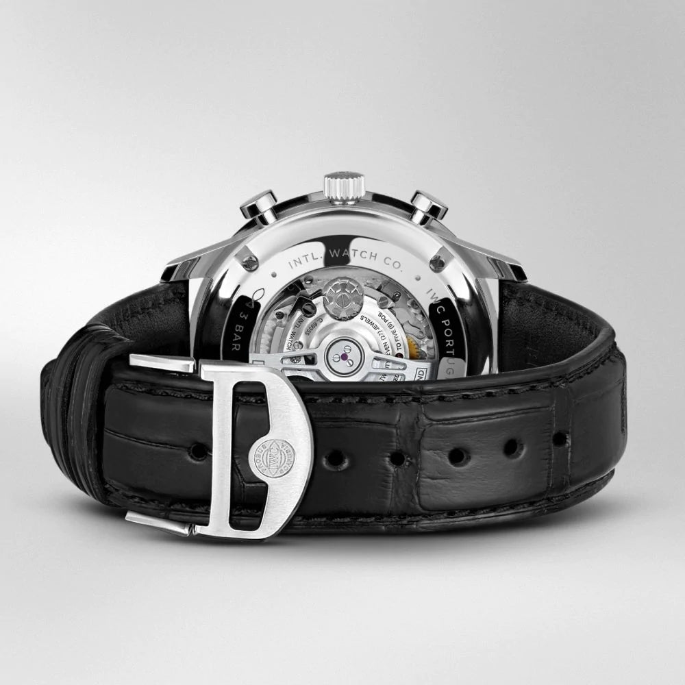 Replica Portugieser Chronograph IW371480 Rose Gold White Dial Brown Alligator Strap 40.9mm