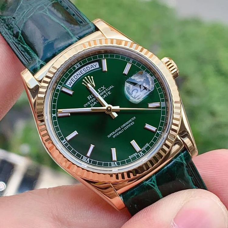 Automatic Watch Replica daydate leather blet green 061326