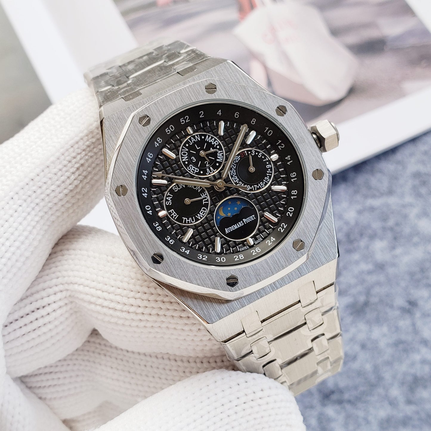 Replica Royal Oak Moonphase 904l Stainless Steel Automatic Mechanical Watch 42mm