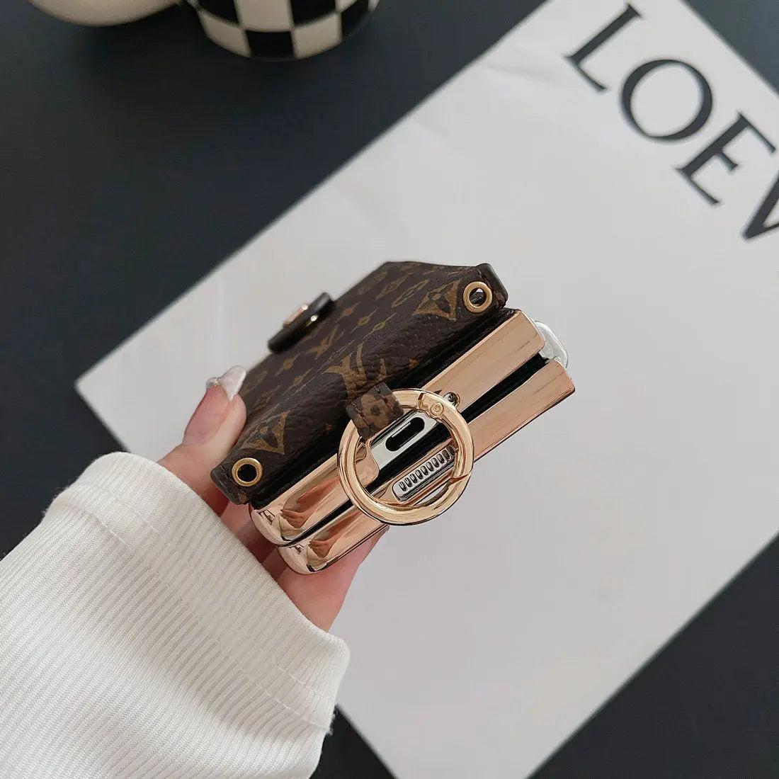 LUXURY ELECTROPLATING MONOGRAM CARD HOLDER CROSSBODY SAMSUNG Z FOLD CASE-1 mysite