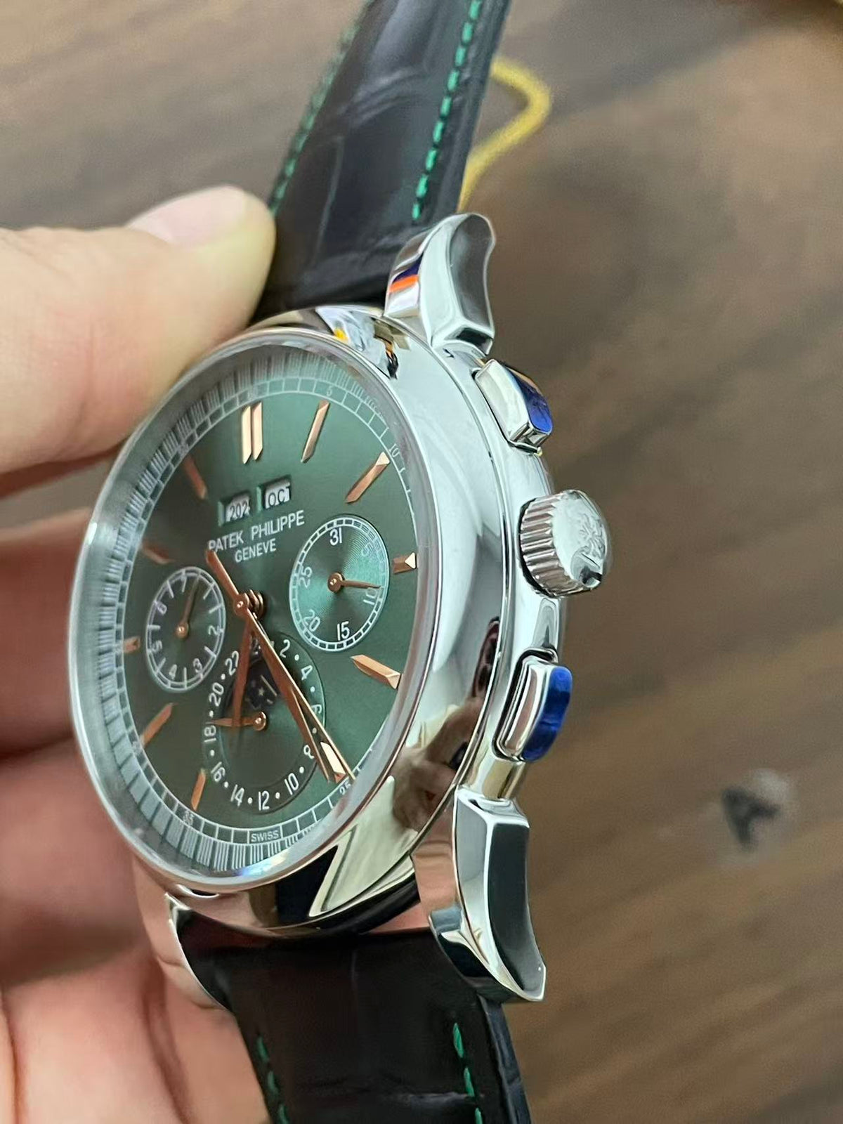 Replica Leather Moon Phase Stainless Steel Automatic Mechanical Watch 40mm