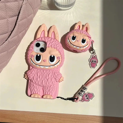 Cute Cartoon Labubu Zimomo Silicon Case | Brown Pink - iPhone Case-s2 mysite