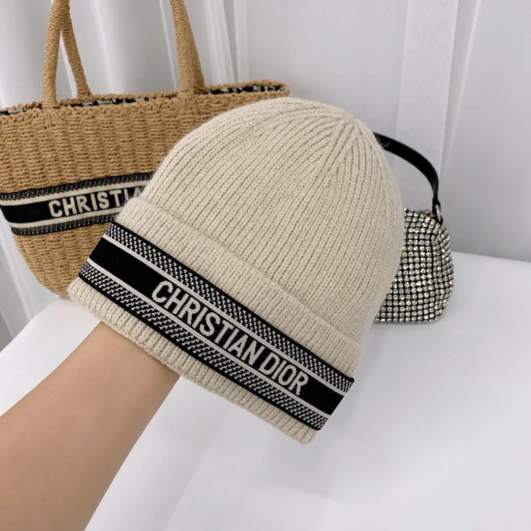 Vintage Oblique Wool Knit Beanie | Luxury Designer Winter Hat-s2 mysite