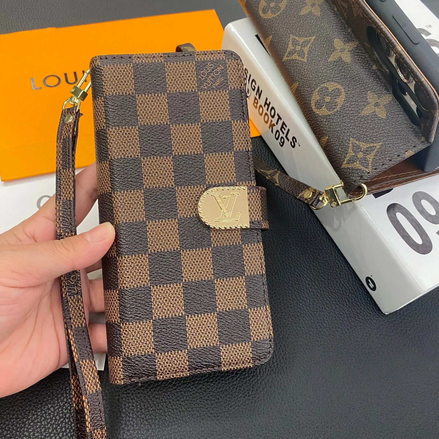 MONOGRAM CANVAS LEATHER WALLET SAMSUNG MOBILE PHONE CASE-1 mysite