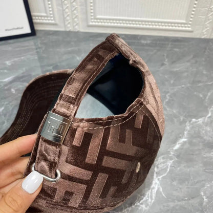Luxury FF Gold Velvet Baseball Cap | Luxury Designer Adjustable Hat-s2 mysite