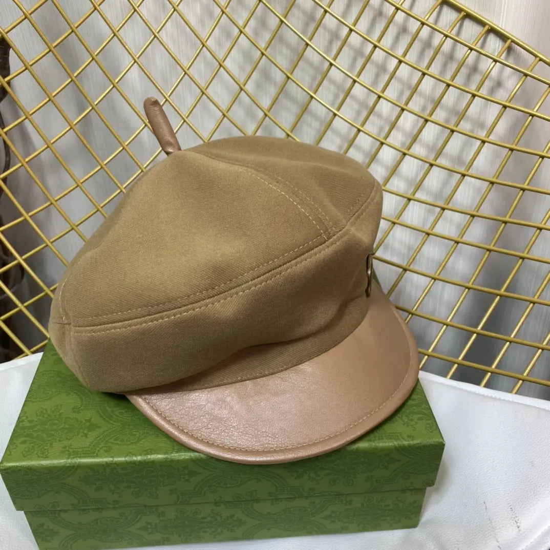 Classic GG Metal Logo Octagonal Flat Cap | Luxury Designer Cashmere Hat-s2 mysite