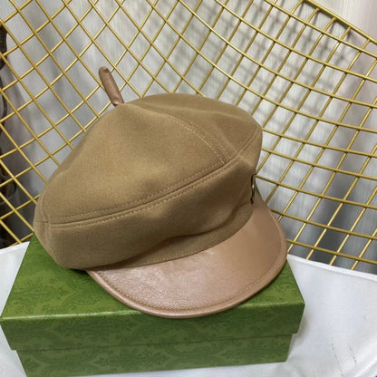 Classic GG Metal Logo Octagonal Flat Cap | Luxury Designer Cashmere Hat-s2 mysite