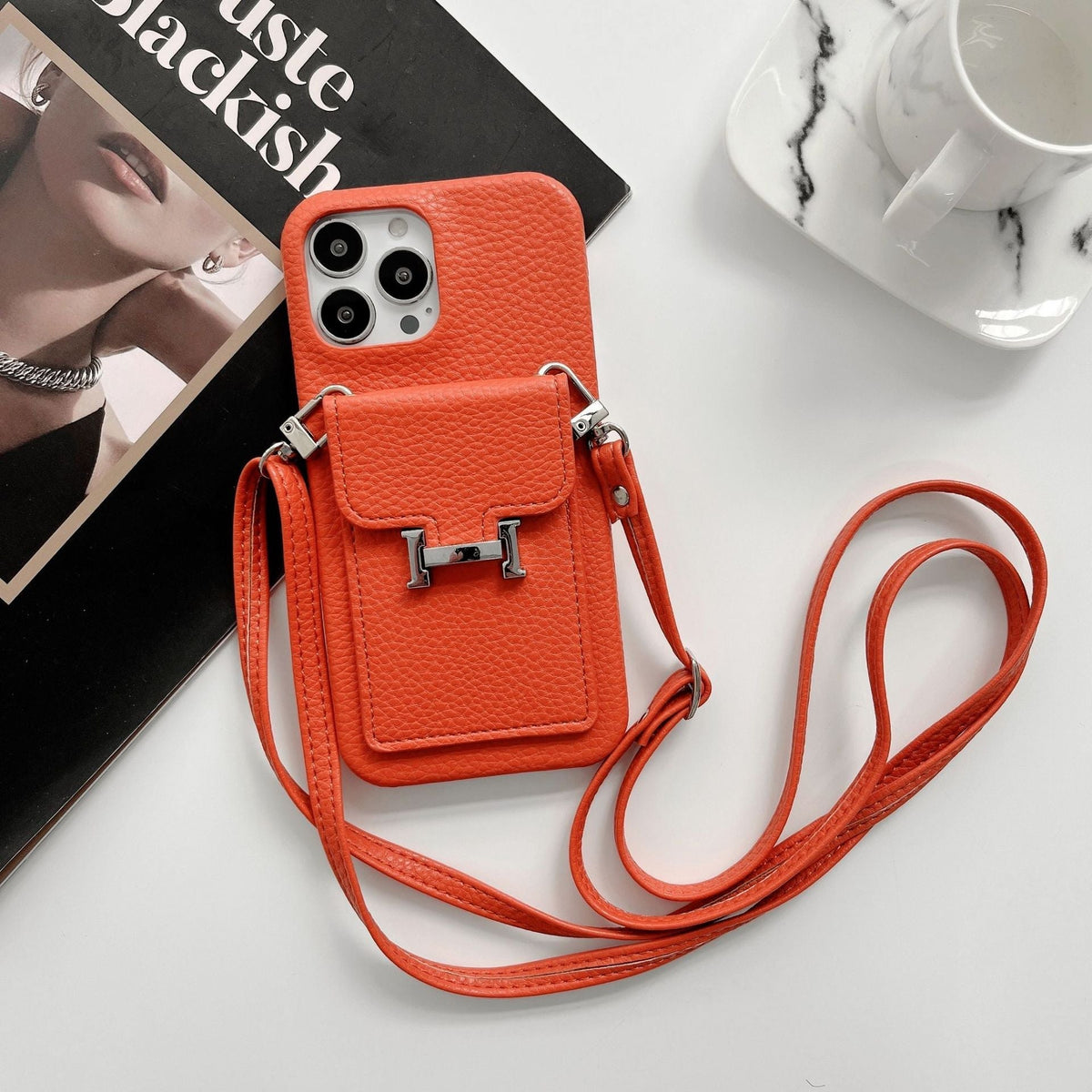 H Card Holder Leather Chain iPhone Case mysite