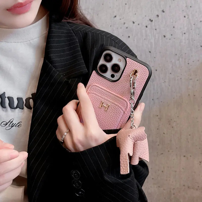 H Card Holder Leather Pendant iPhone Case-s2 mysite