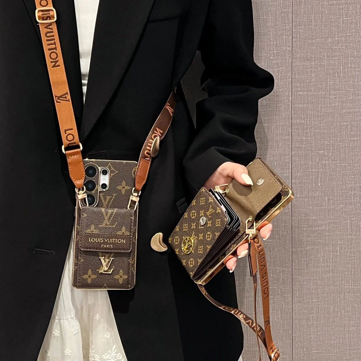Luxury Advanced Leather Samsung Phone Case with Wallet and Strap.-1 mysite