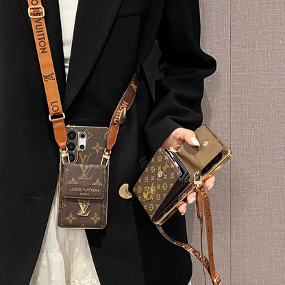 Luxury Advanced Leather Samsung Phone Case with Wallet and Strap.-1 mysite