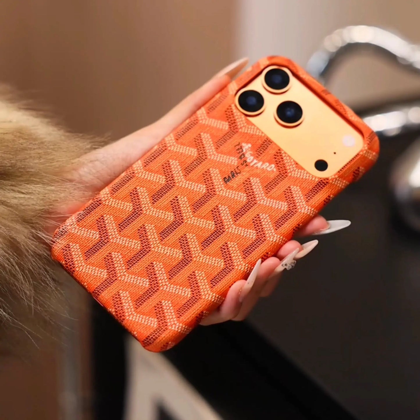 Luxury Textured Orange iPhone Case – Shockproof Stylish Protective Cover-s2 mysite