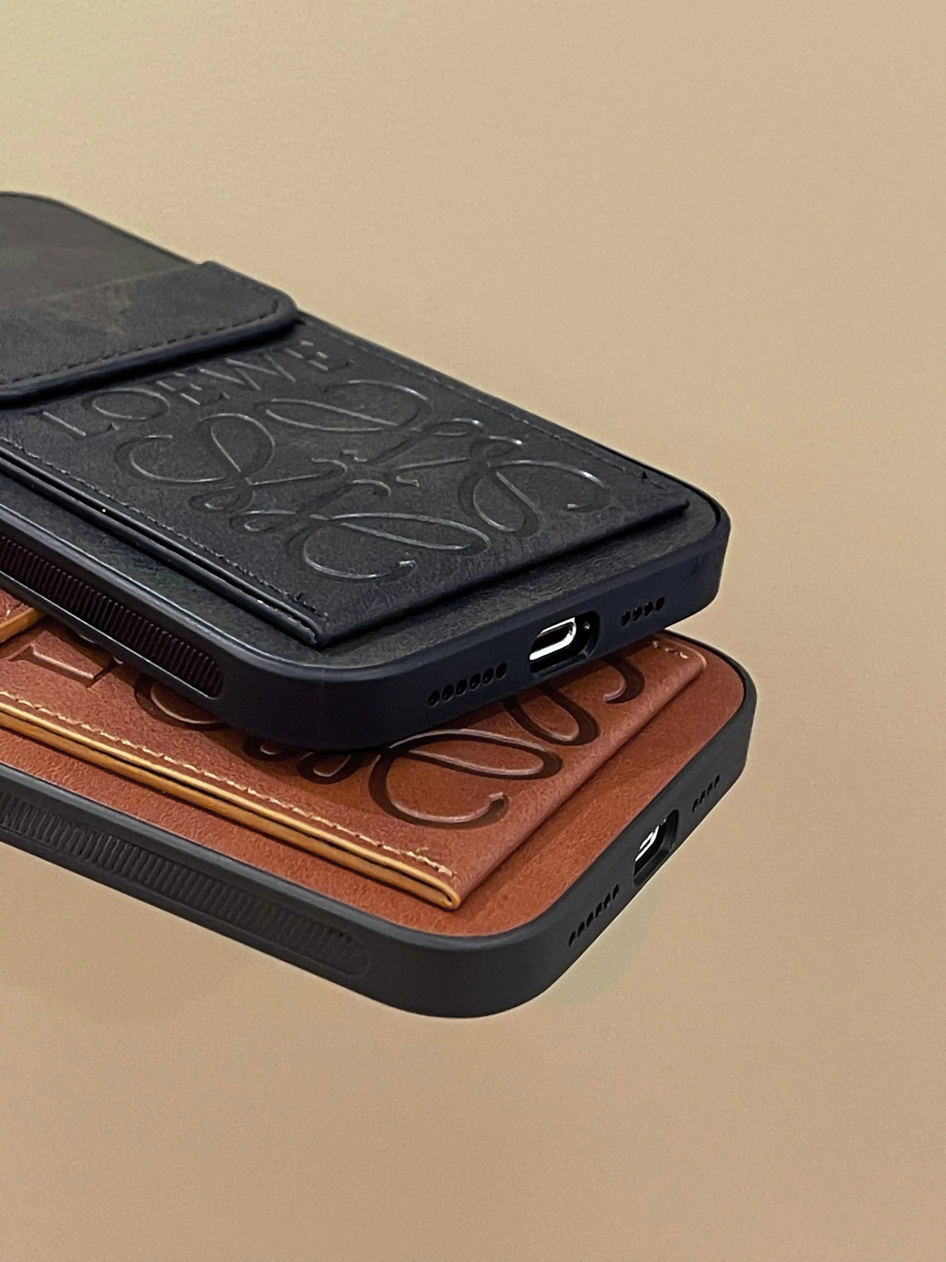 Luxury iPhone Case With Card Holder Brown-LZP241448-s2 mysite