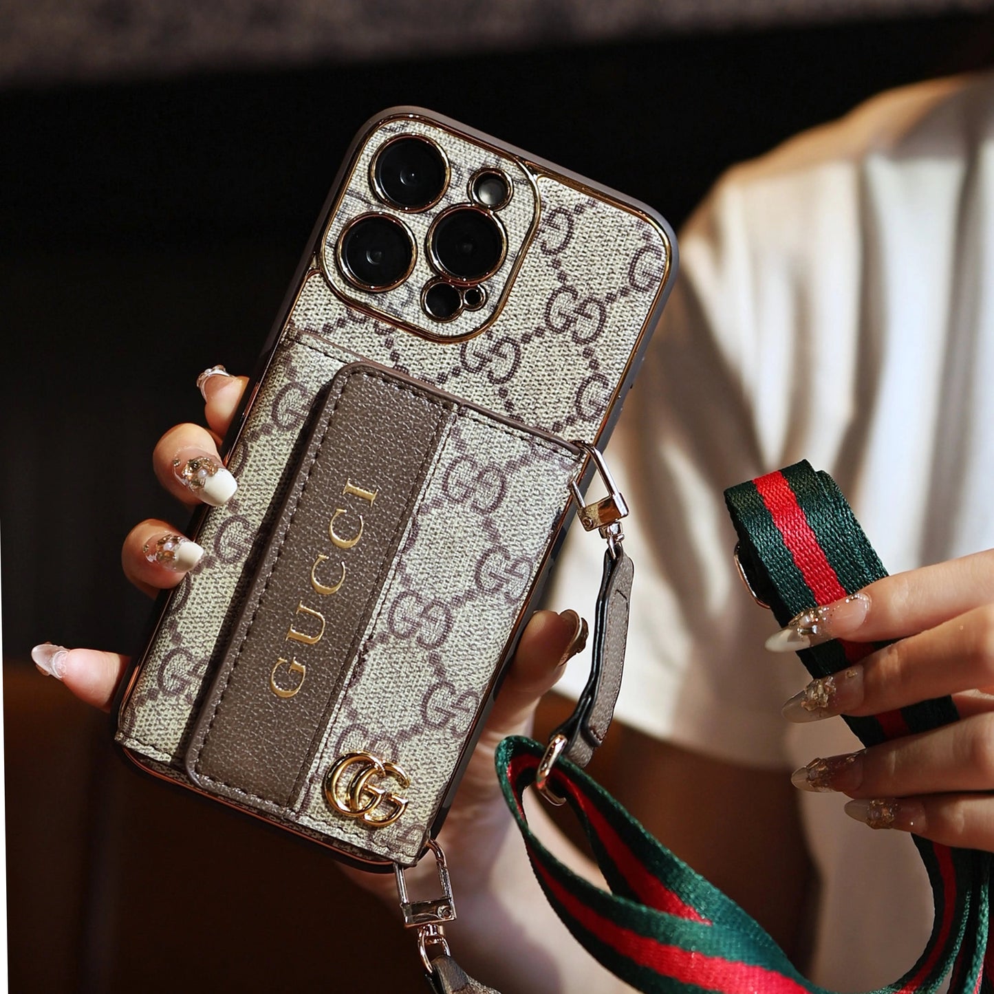 Luxury Advanced Leather iPhone Case with Card Holder & Strap-s2 mysite