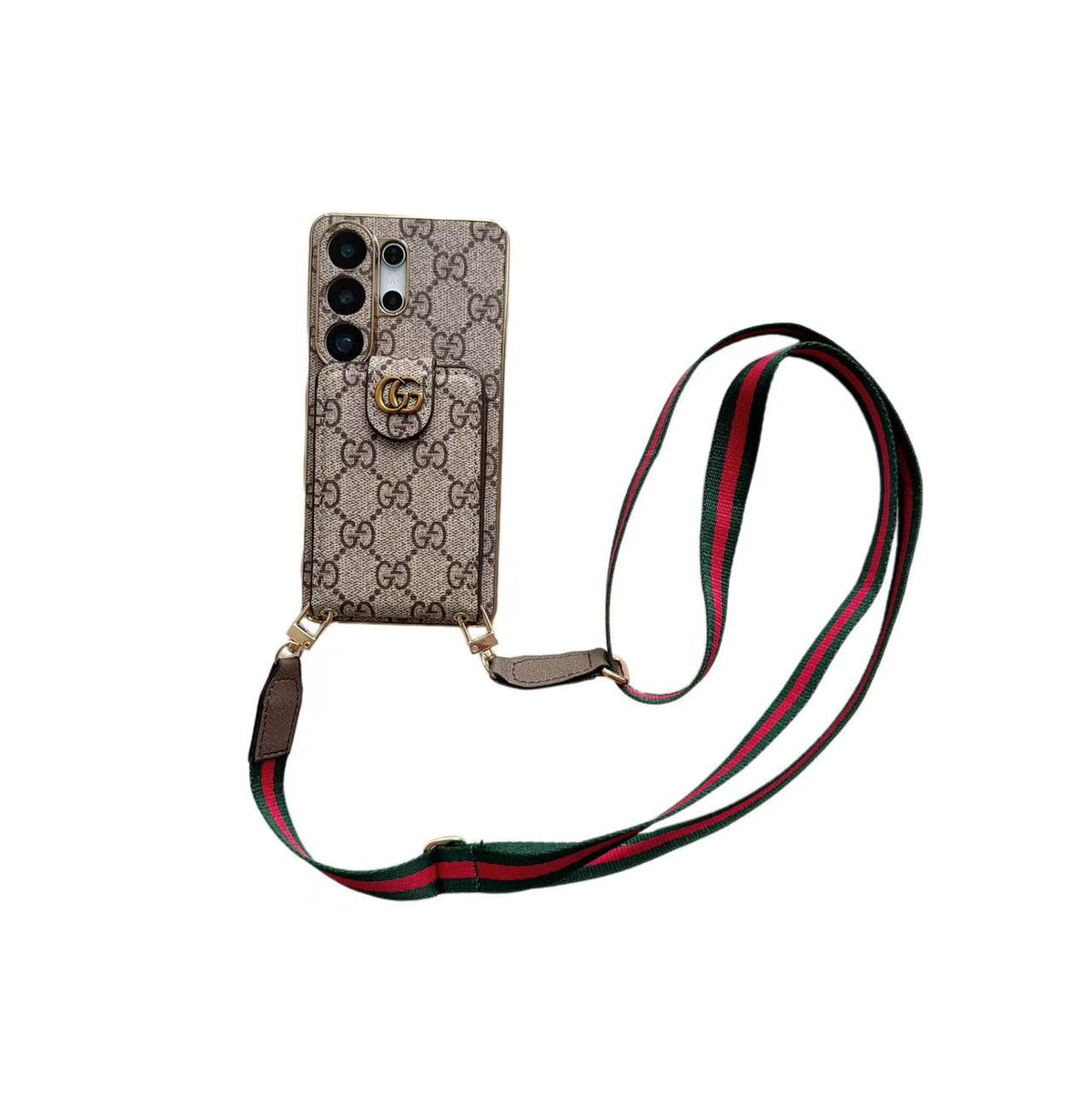 Luxury Monogram Crossbody Phone Case with Card Pocket and Shoulder Strap mysite