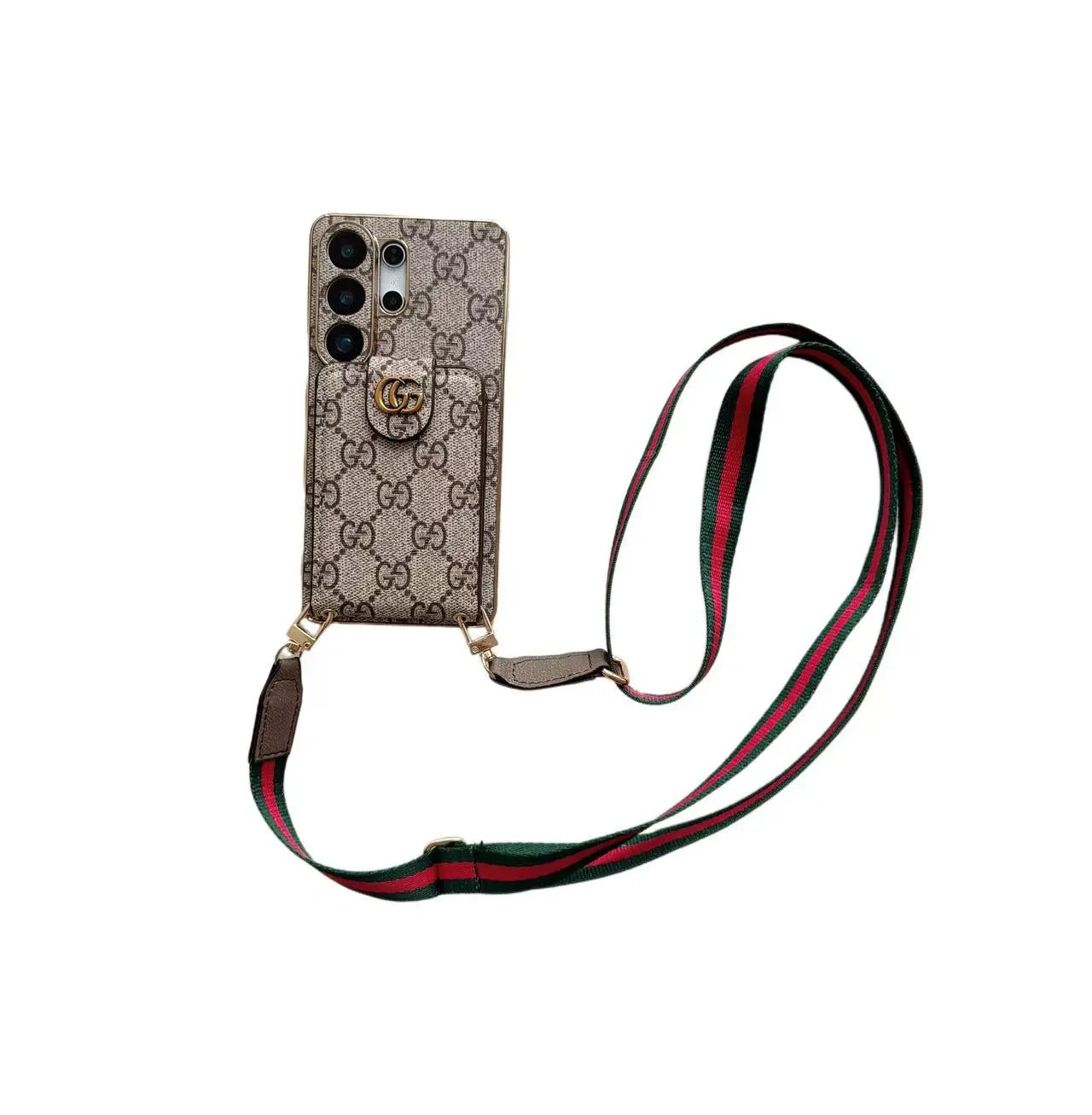 Luxury Monogram Crossbody Phone Case with Card Pocket and Shoulder Strap-1 mysite