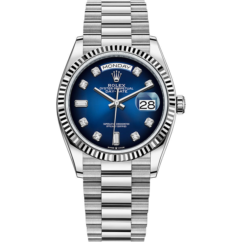 40mm Automatic Watch Replica Daydate Silver Blue 061311