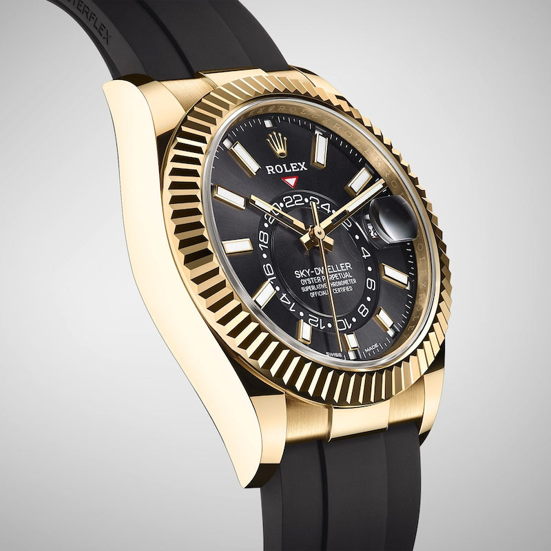 Automatic Watch for Men Replica Sky Dweller Black Dial Rubber Belt 40mm R061330