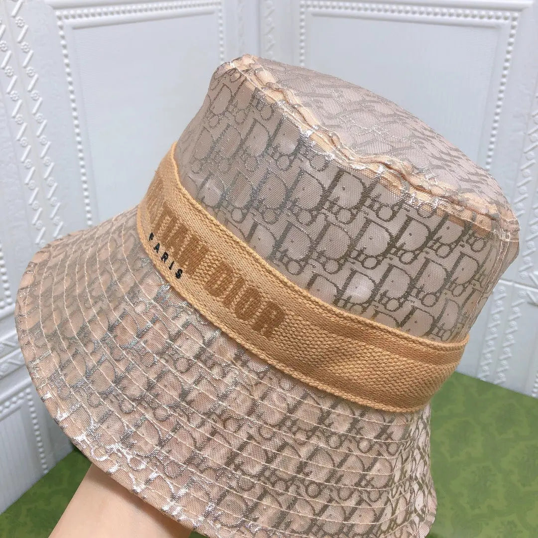 Vintage Sheer Organza Logo Bucket Hat for Women & Men-s2 mysite