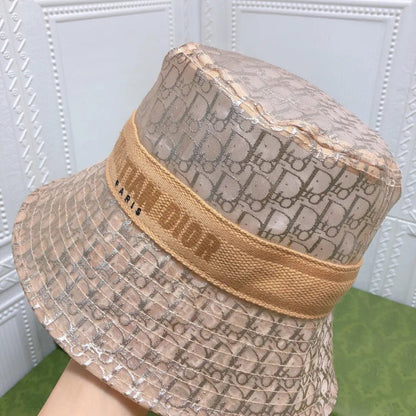 Vintage Sheer Organza Logo Bucket Hat for Women & Men-s2 mysite