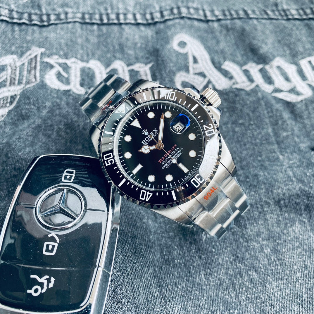 43mm Automatic Mechanical Watch Replica DeepSea Black Dial 126660
