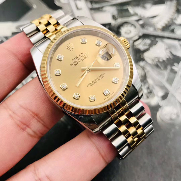 Automatic Watch for Men Replica DateJust Gold Black Dial 40mm R061201
