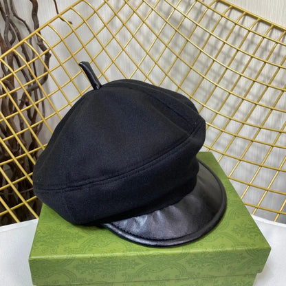 Classic GG Metal Logo Octagonal Flat Cap | Luxury Designer Cashmere Hat-s2 mysite
