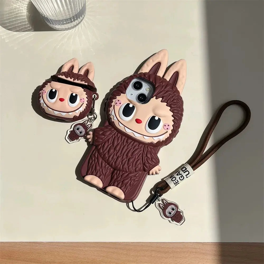 Cute Cartoon Labubu Zimomo Silicon Case | Brown Pink - iPhone Case-s2 mysite
