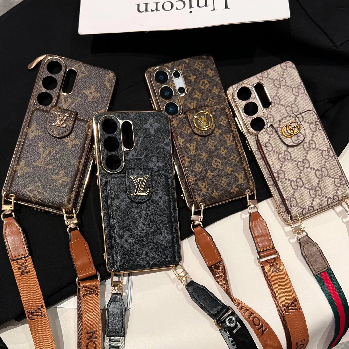 Luxury Monogram Crossbody Phone Case with Card Pocket and Shoulder Strap-1 mysite