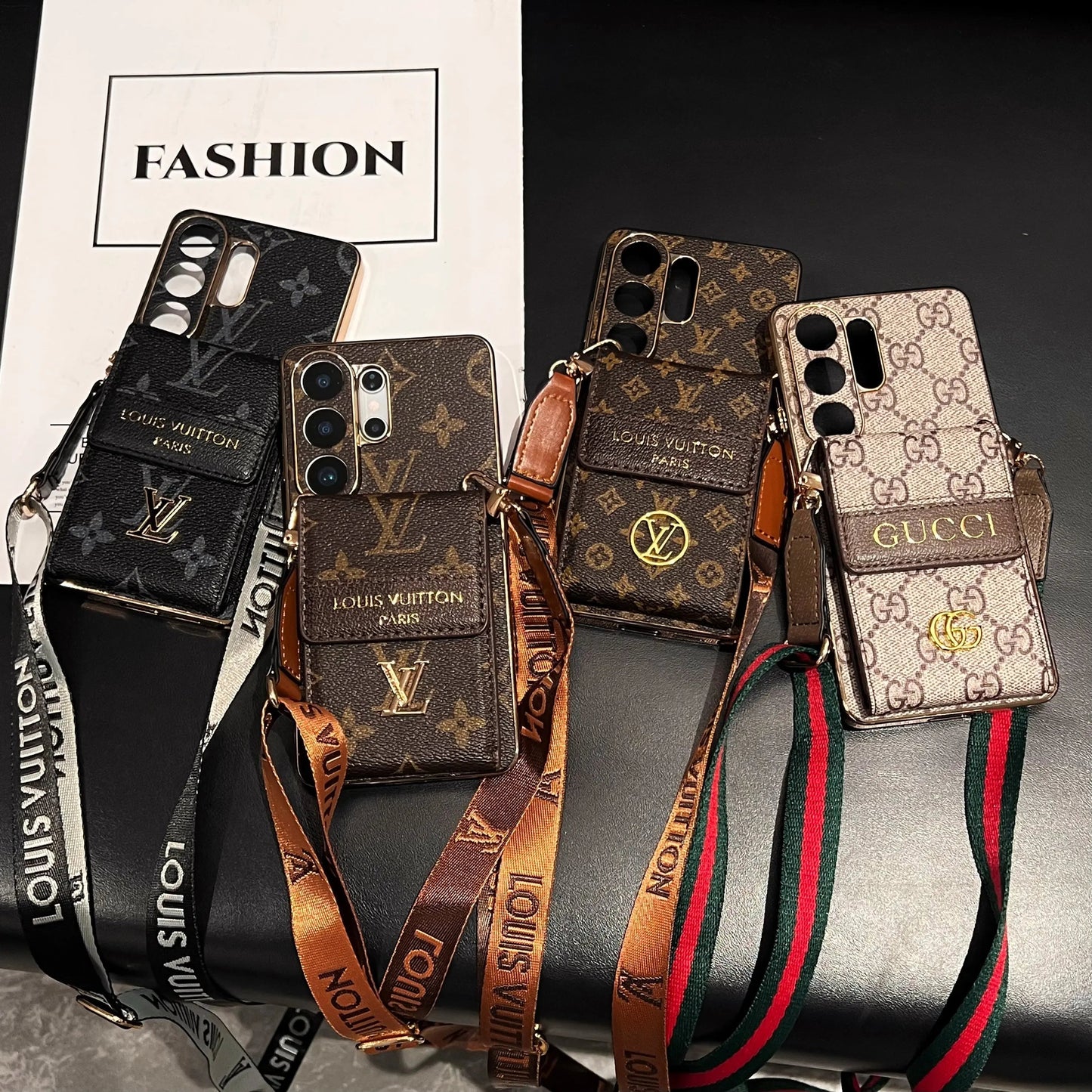 Luxury Advanced Leather Samsung Phone Case with Wallet and Strap.-1 mysite